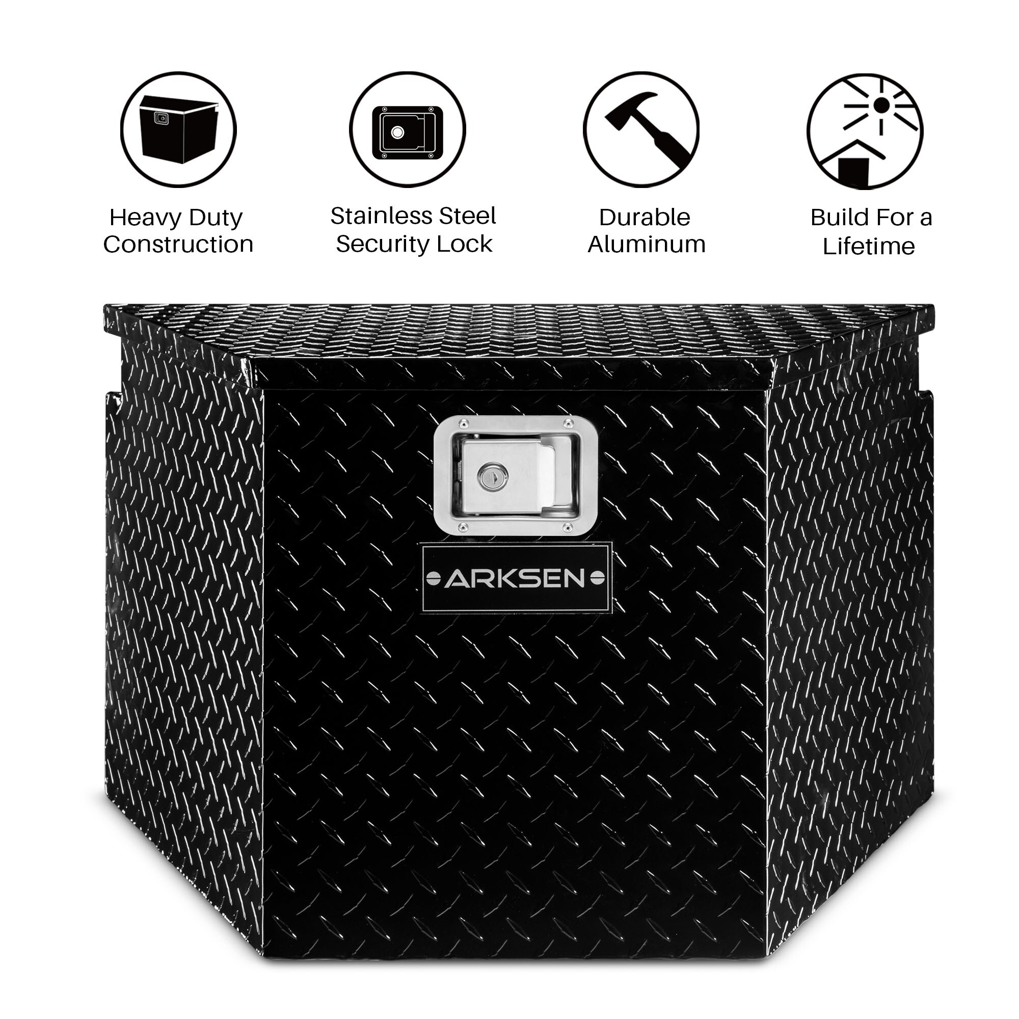 ARKSEN 29 Inch Aluminum Diamond Plate Tongue Box Tool Chest, Waterproof